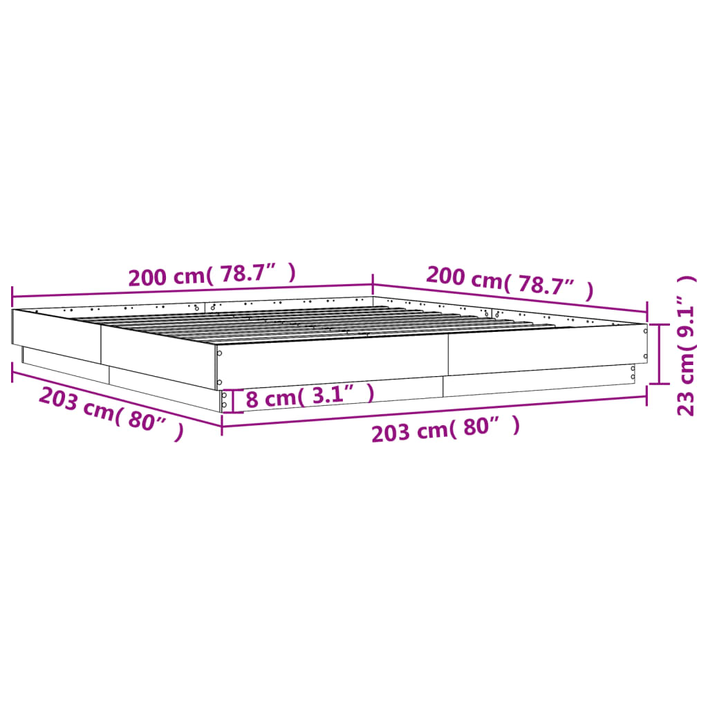 vidaXL Πλαίσιο Κρεβατιού Sonoma Δρυς 200x200 εκ. Επεξεργασμένο Ξύλο