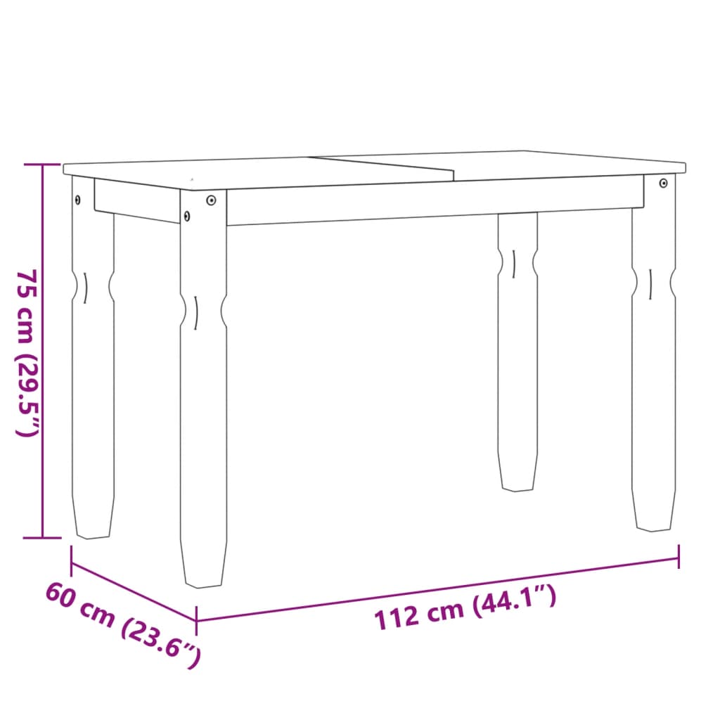 vidaXL Τραπεζαρία Corona 112 x 60 x 75 εκ. από Μασίφ Ξύλο Πεύκου