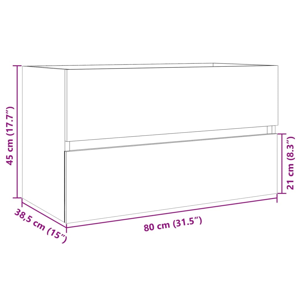 vidaXL Ντουλάπι Νιπτήρα Sonoma Δρυς 80 x 38,5 x 45 εκ. από Μοριοσανίδα