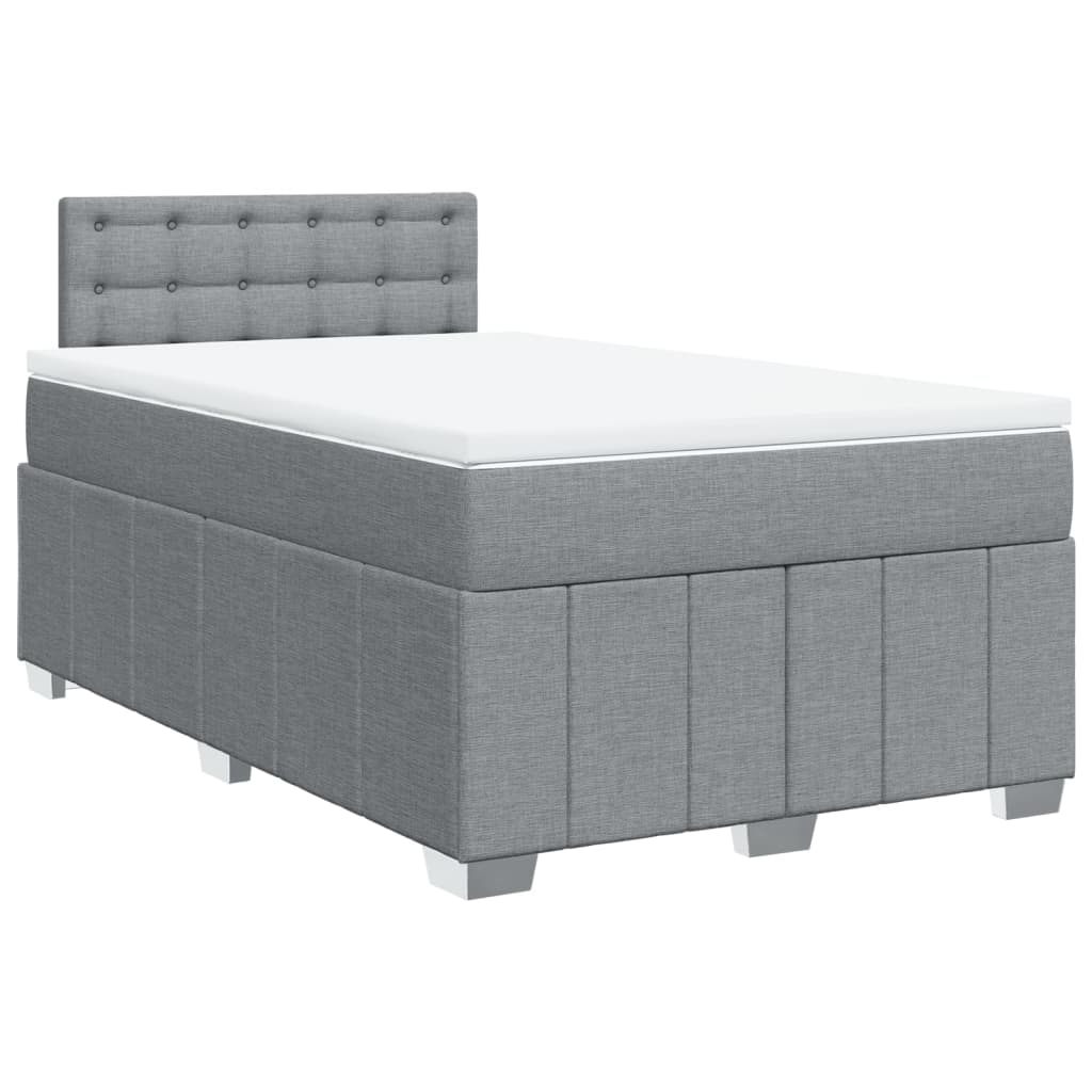 vidaXL Κρεβάτι Boxspring με Στρώμα Ανοιχτό Γκρι 120x200 εκ. Υφασμάτινο