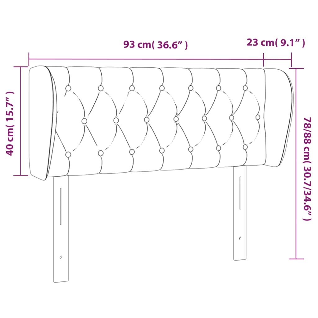 vidaXL Κεφαλάρι με Πτερύγια Σκούρο Καφέ 93x23x78/88 εκ. Υφασμάτινο