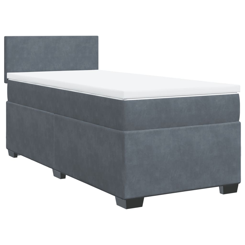 vidaXL Κρεβάτι Boxspring με Στρώμα Σκούρο Γκρι 80x200 εκ. Βελούδινο