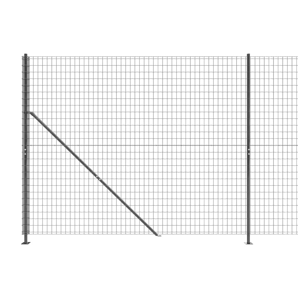 vidaXL Συρματόπλεγμα Περίφραξης Ανθρακί 1,8 x 25 μ. με Βάσεις Φλάντζα