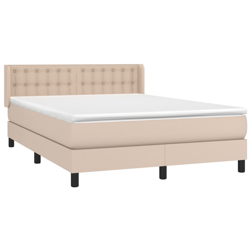 vidaXL Κρεβάτι Boxspring με Στρώμα Καπουτσίνο 140x200εκ.από Συνθ.Δέρμα