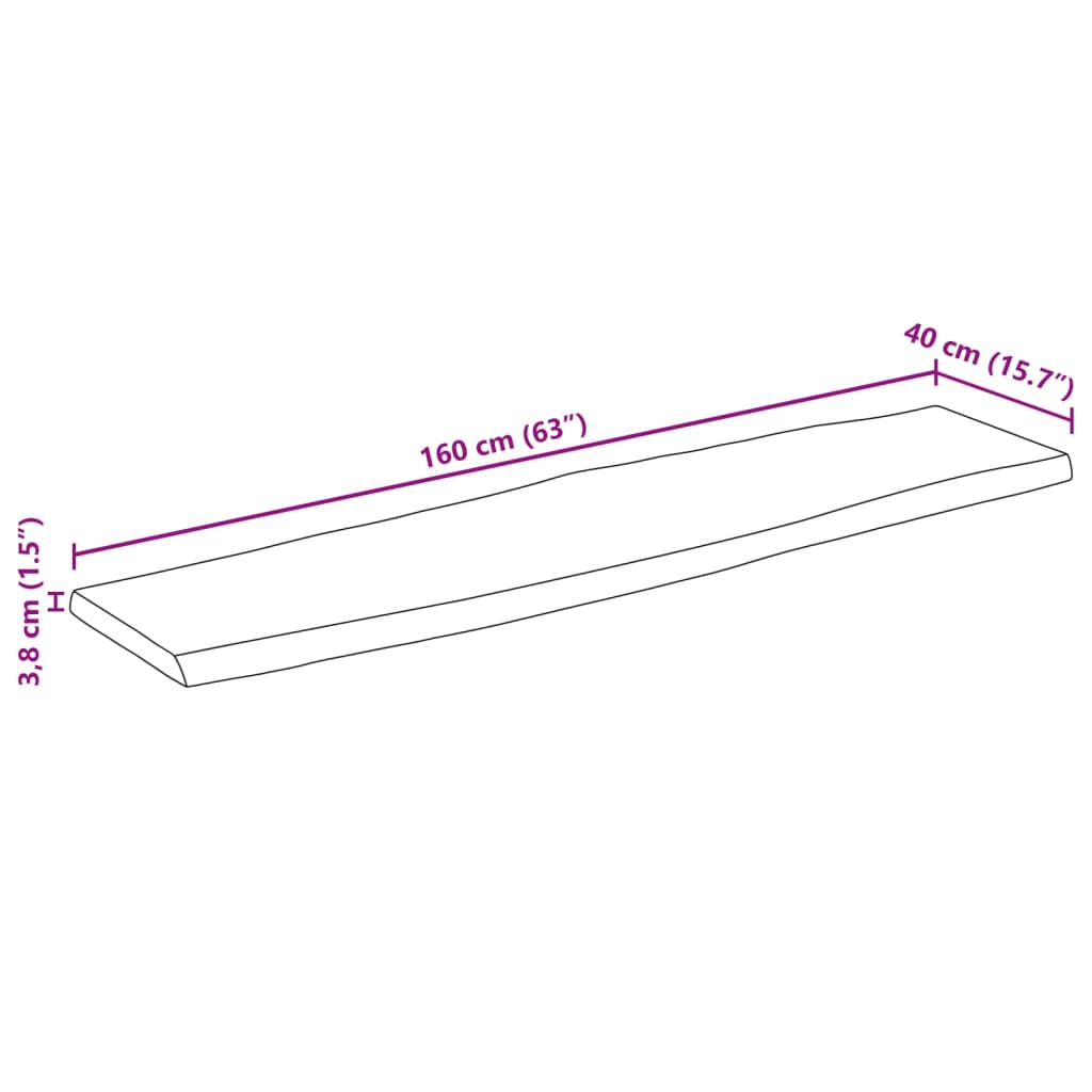 vidaXL Επιφάνεια Τραπεζιού 160x40x3,8 εκ. Live Edge Μασίφ Ξύλο Μάνγκο