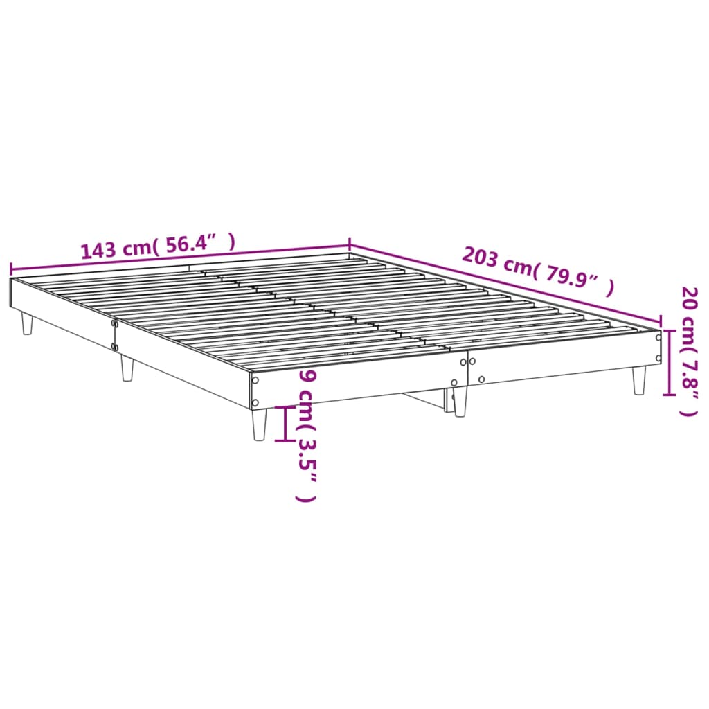 vidaXL Πλαίσιο Κρεβατιού Καφέ Δρυς 140x200 εκ. Επεξεργασμένο Ξύλο