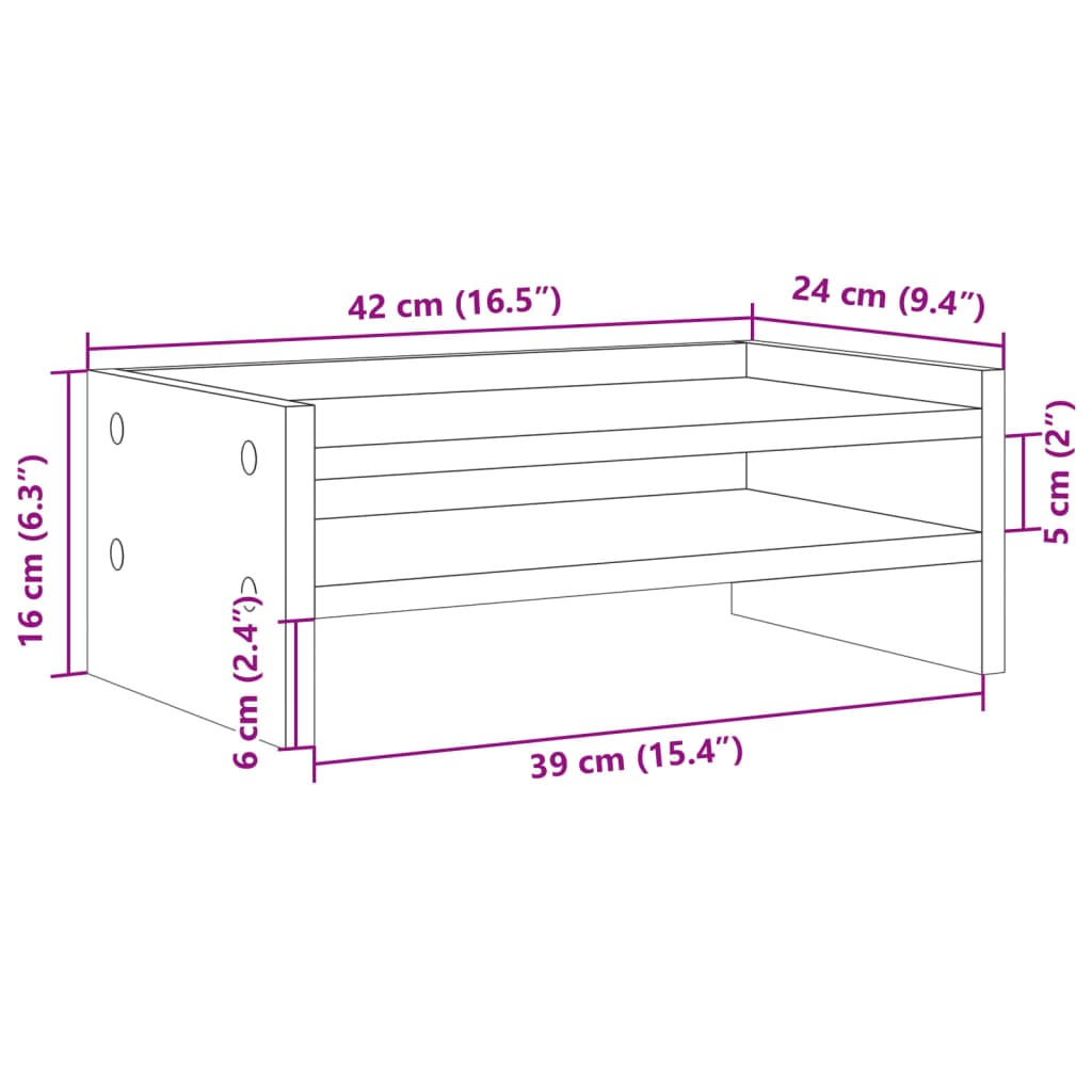 vidaXL Βάση Οθόνης Καφέ Δρυς 42x24x16 εκ. από Επεξεργασμένο Ξύλο