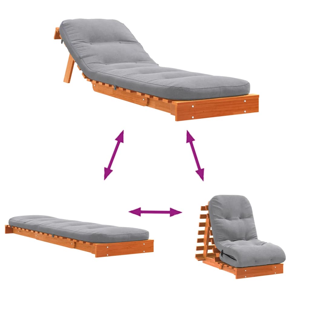 vidaXL Καναπές Κρεβάτι Futon με Στρώμα 60x206x11 εκ. Μασίφ Ξύλο Πεύκου