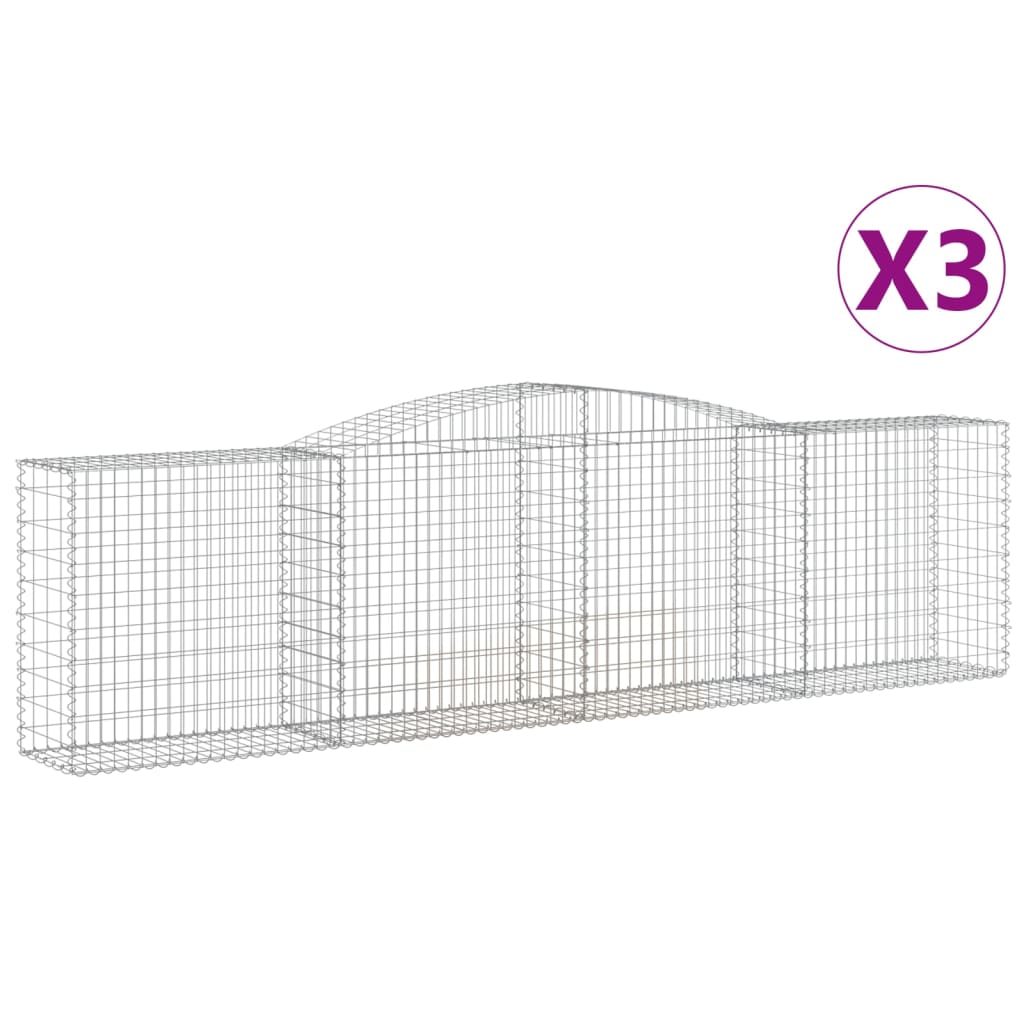 vidaXL Συρματοκιβώτια Τοξωτά 3 τεμ. 400x50x100/120 εκ. Γαλβαν. Ατσάλι