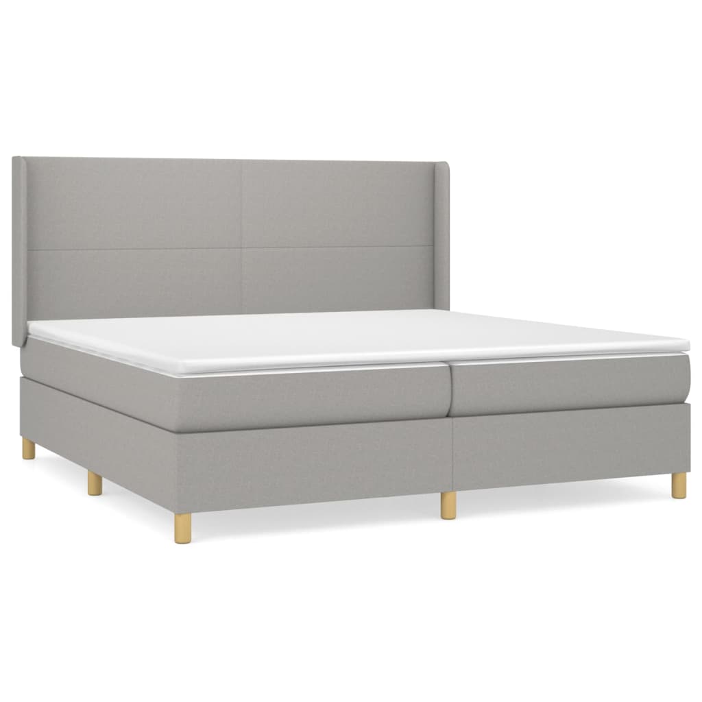 vidaXL Κρεβάτι Boxspring με Στρώμα Ανοιχτό Γκρι 200x200 εκ. Υφασμάτινο