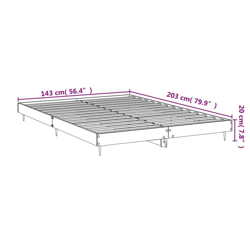 vidaXL Πλαίσιο Κρεβατιού Γκρι Sonoma 140x200 εκ. Επεξεργασμένο Ξύλο