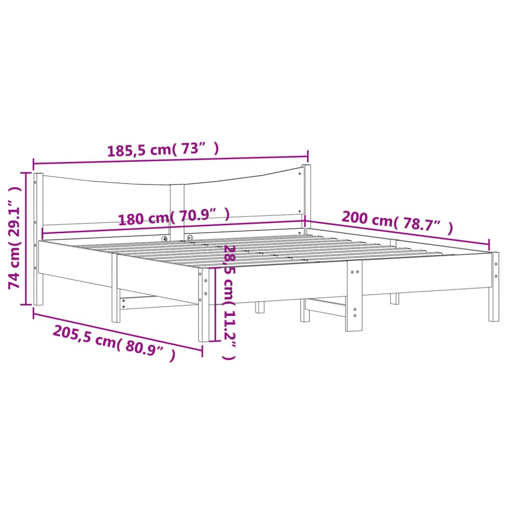 vidaXL Σκελετός Κρεβ. Χωρίς Στρώμα Καφέ Κεριού 180x200 εκ Μασίφ Πεύκο