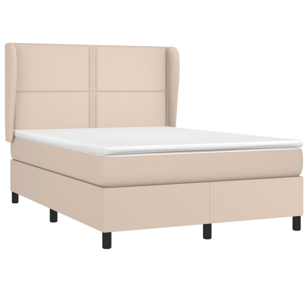 vidaXL Κρεβάτι Boxspring με Στρώμα Καπουτσίνο 140x200εκ.από Συνθ.Δέρμα