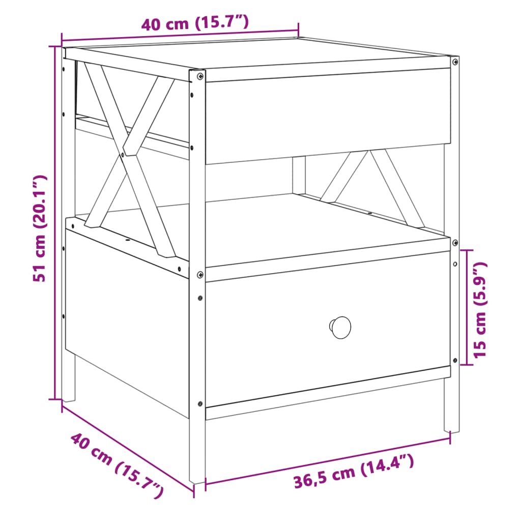 vidaXL Τραπεζάκι Σαλονιού Άπειρο Φως LED Sonoma Δρυς 40x40x51 εκ.