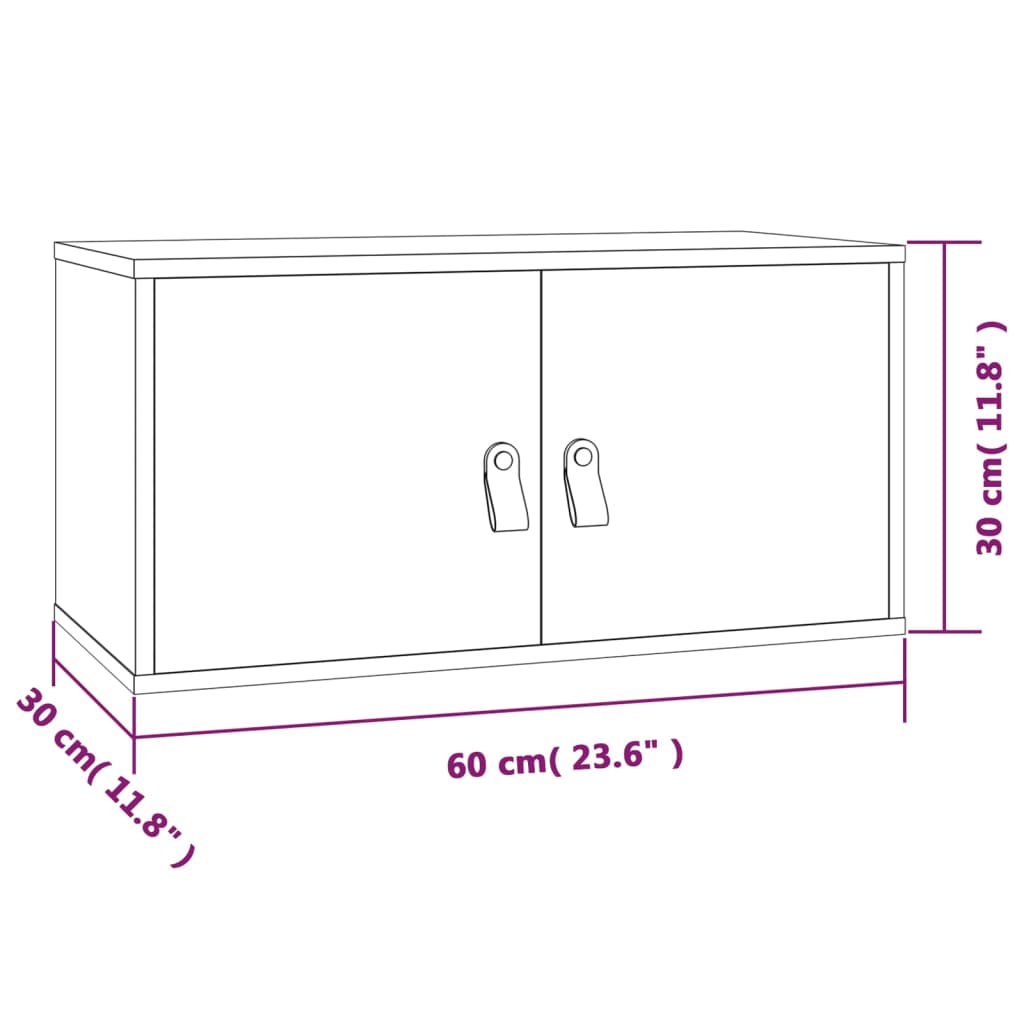 vidaXL Ντουλάπι Τοίχου Μαύρο 60x30x30 εκ. από Μασίφ Ξύλο Πεύκου