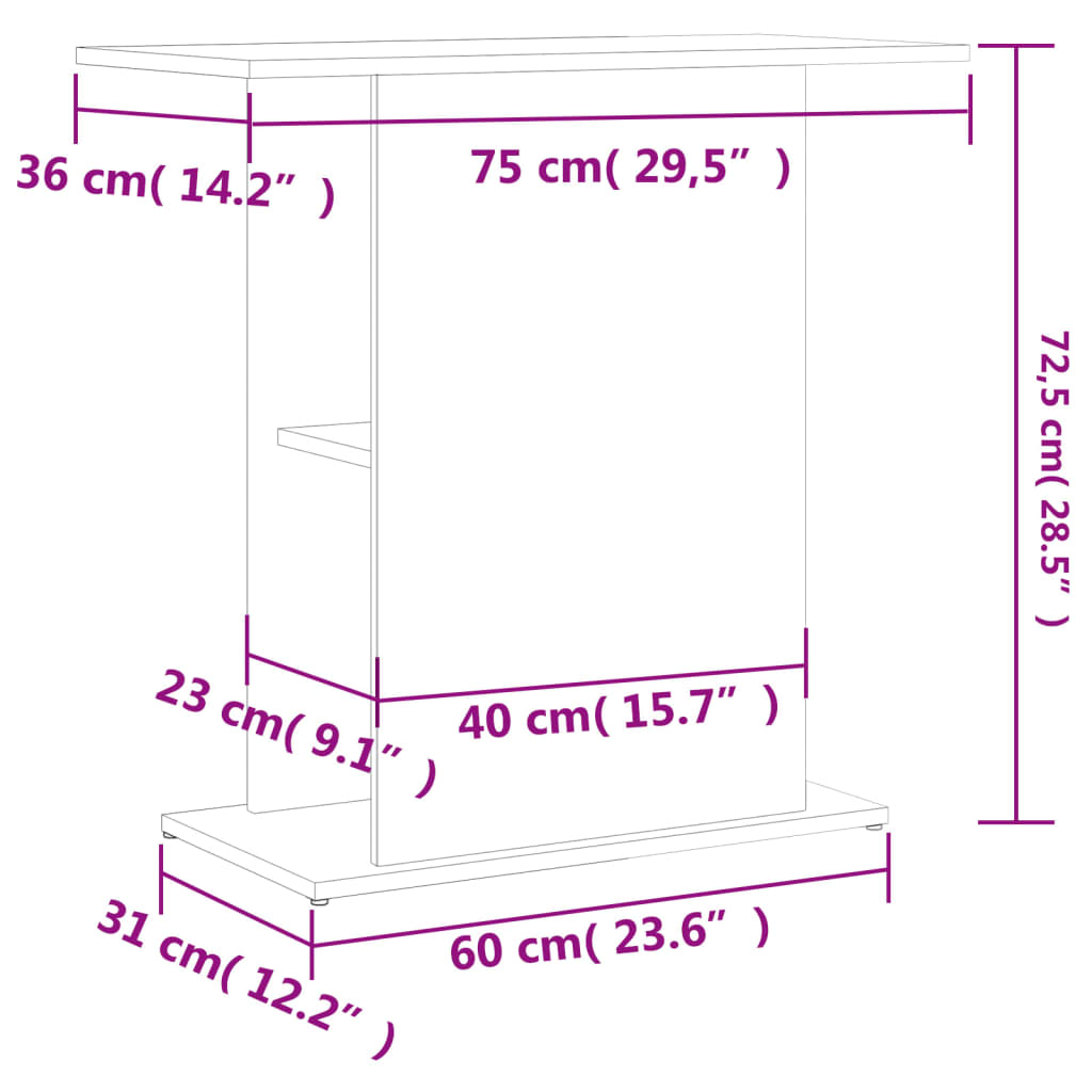 vidaXL Βάση Ενυδρείου Μαύρη 75x36x72,5 εκ. από Επεξεργασμένο Ξύλο