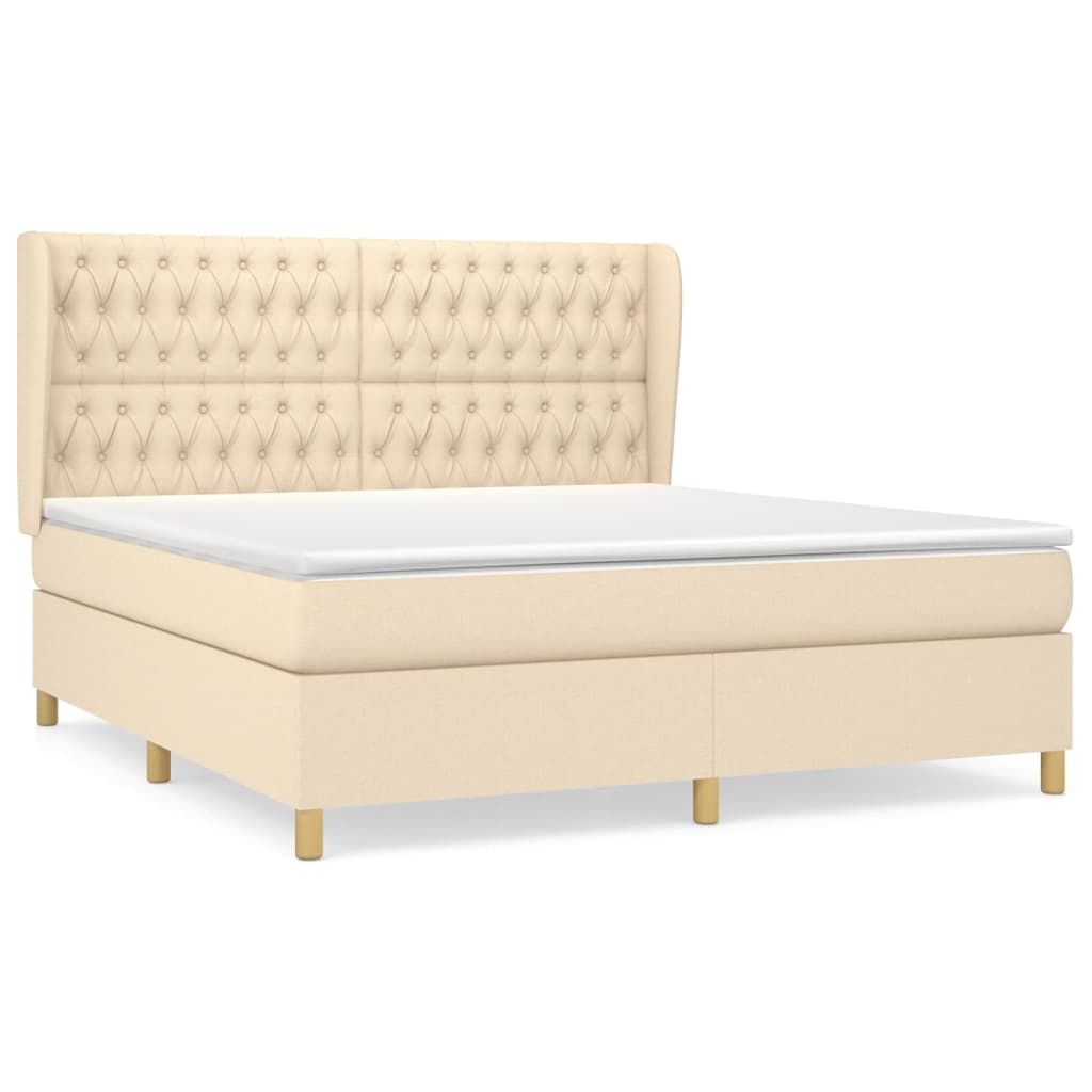 vidaXL Κρεβάτι Boxspring με Στρώμα Κρεμ 180x200 εκ. Υφασμάτινο