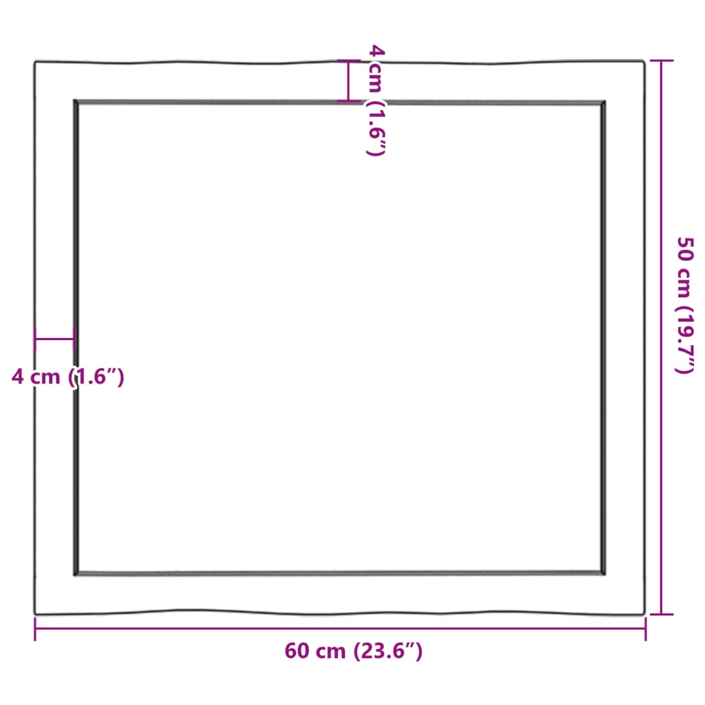 vidaXL Επιφ Τραπεζιού Αν Καφέ 60x50x(2-4)εκ. Ακατέργ. Μασίφ Ξύλο Δρυός