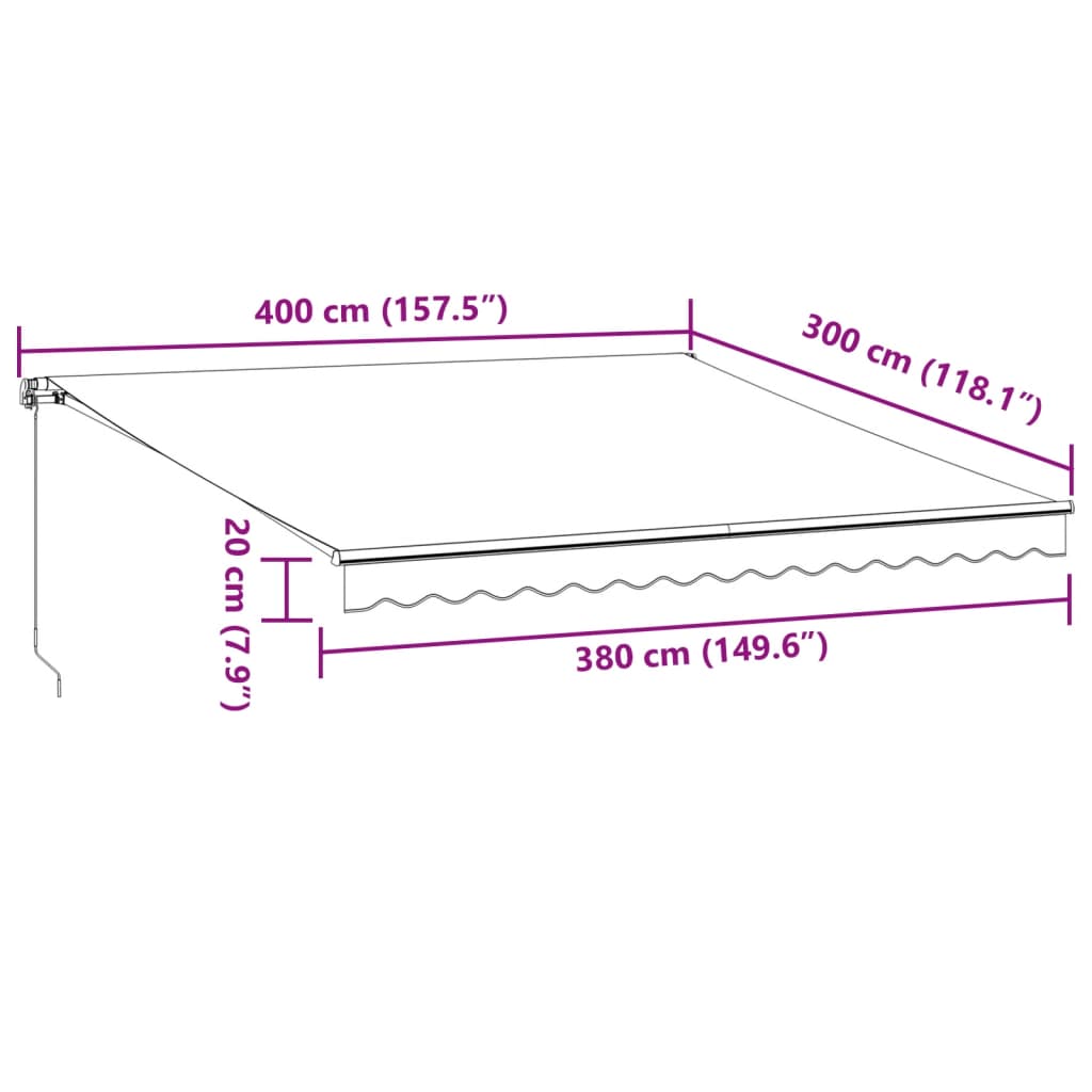 vidaXL Τέντα Πτυσσόμενη Χειροκίνητη με LED Ανθρακί / Λευκή 400x300 εκ.