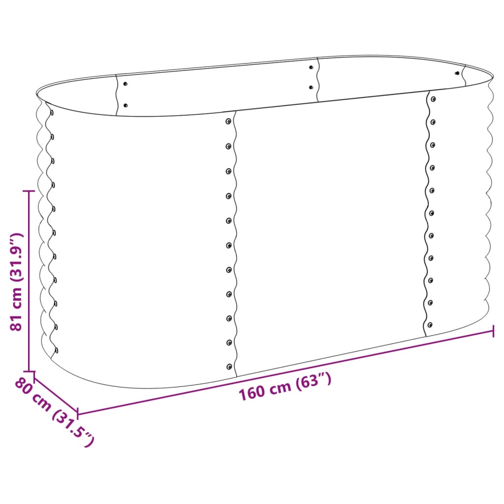 vidaXL Ζαρντινιέρα Υπερυψωμένη Γκρι 160x80x81 εκ. Γαλβανισμ. Χάλυβας