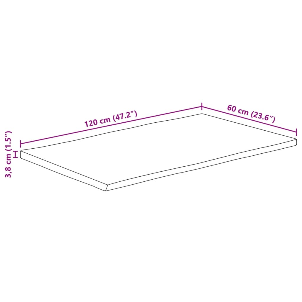 vidaXL Επιφάνεια Τραπεζιού 120x60x3,8 εκ. Live Edge Μασίφ Ξύλο Μάνγκο