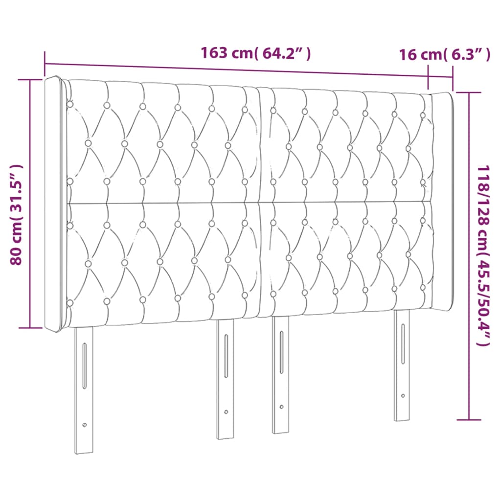 vidaXL Κεφαλάρι Κρεβατιού LED Taupe 163x16x118/128 εκ. Υφασμάτινο