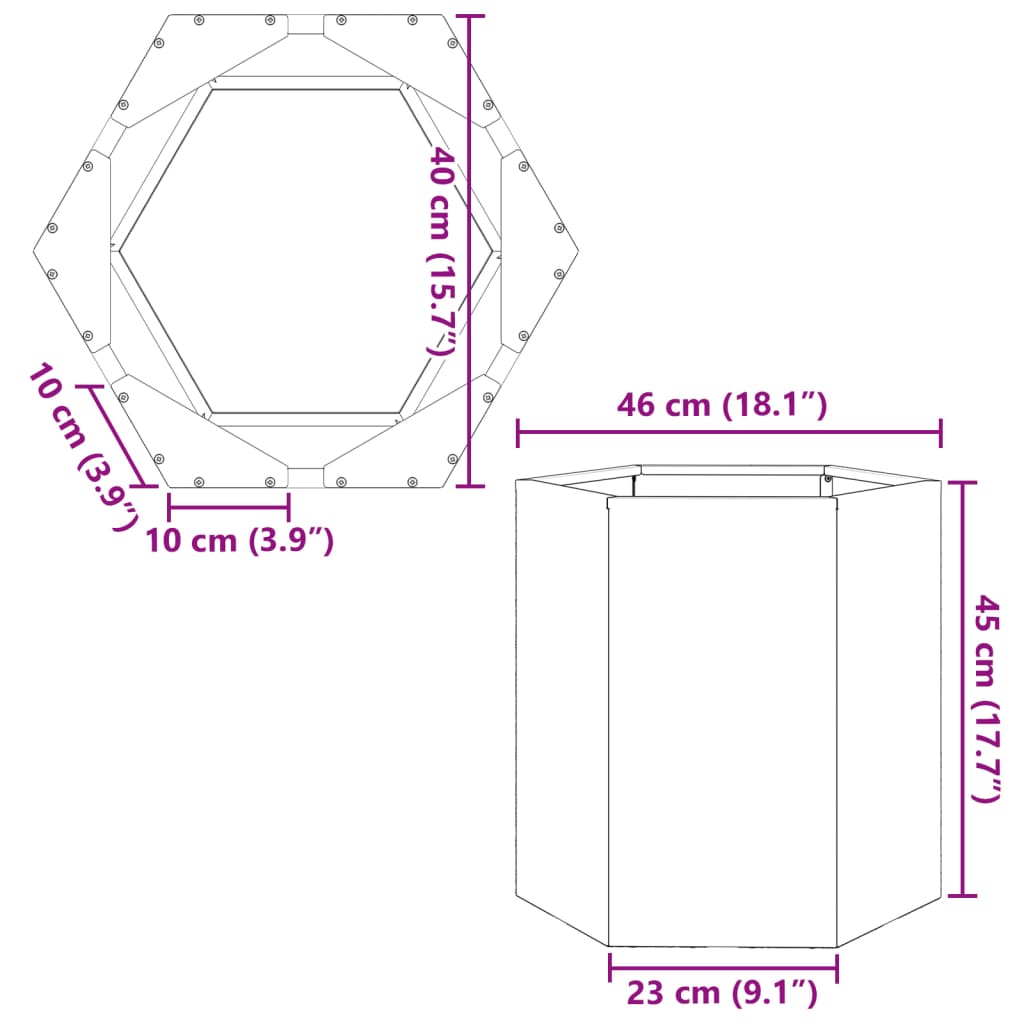 vidaXL Ζαρντινιέρα Κήπου Εξάγωνη Λευκή 46x40x45 εκ. Ατσάλι