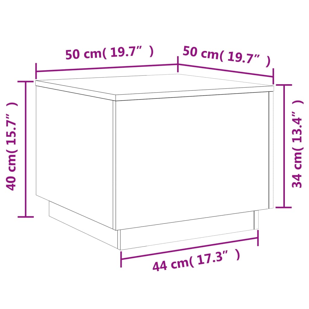 vidaXL Τραπεζάκι Σαλονιού με LED Καφέ Δρυς 50 x 50 x 40 εκ.