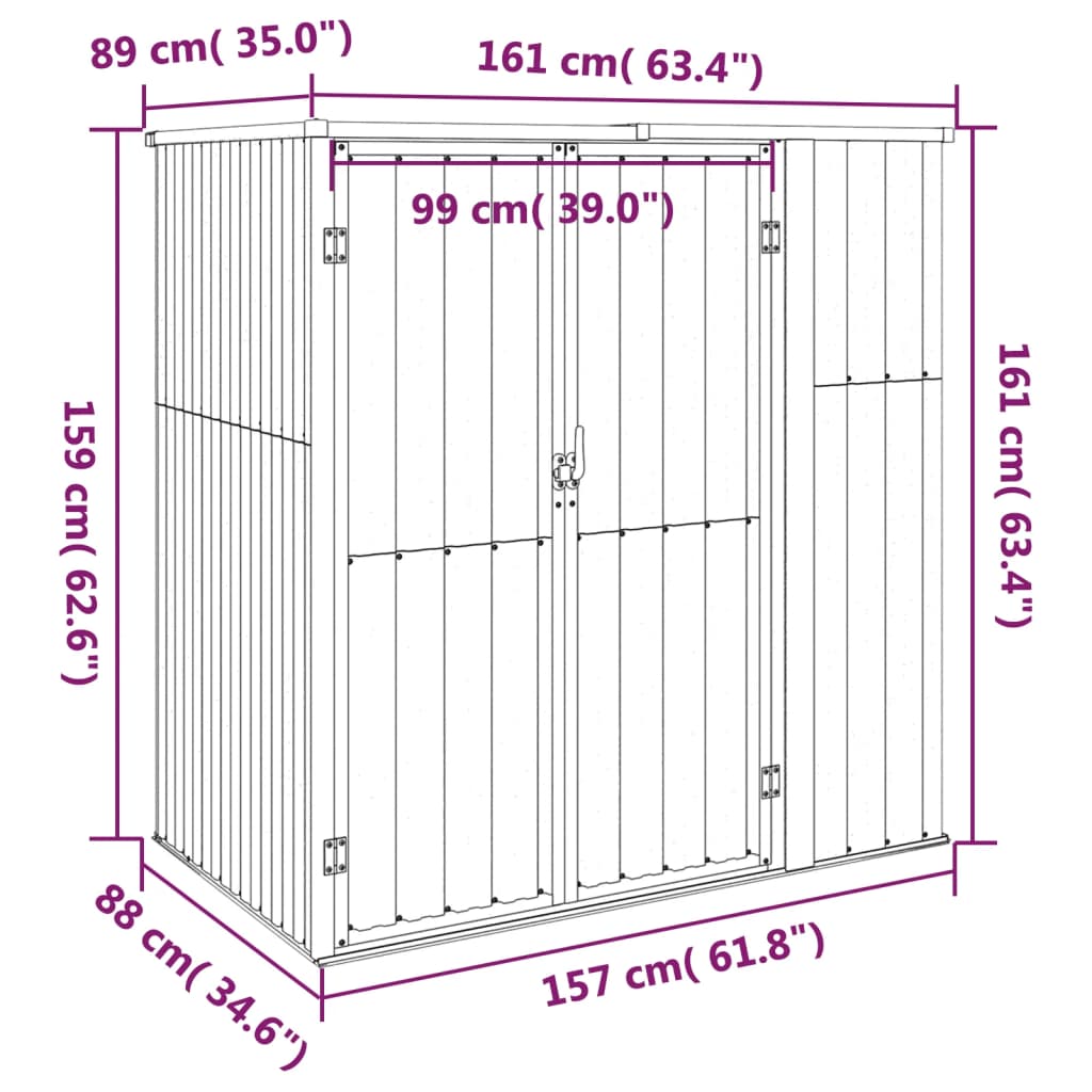 vidaXL Αποθήκη Εργαλείων Κήπου Πράσινη 161x89x161 εκ. Γαλβαν. Ατσάλι