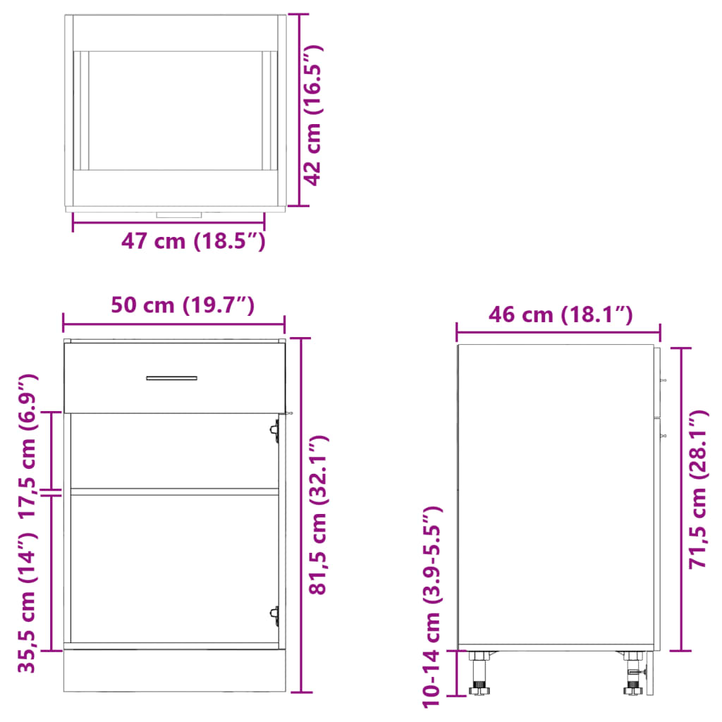 vidaXL Ντουλάπι με Συρτάρι Sonoma Δρυς 50x46x81,5 εκ. Μοριοσανίδα