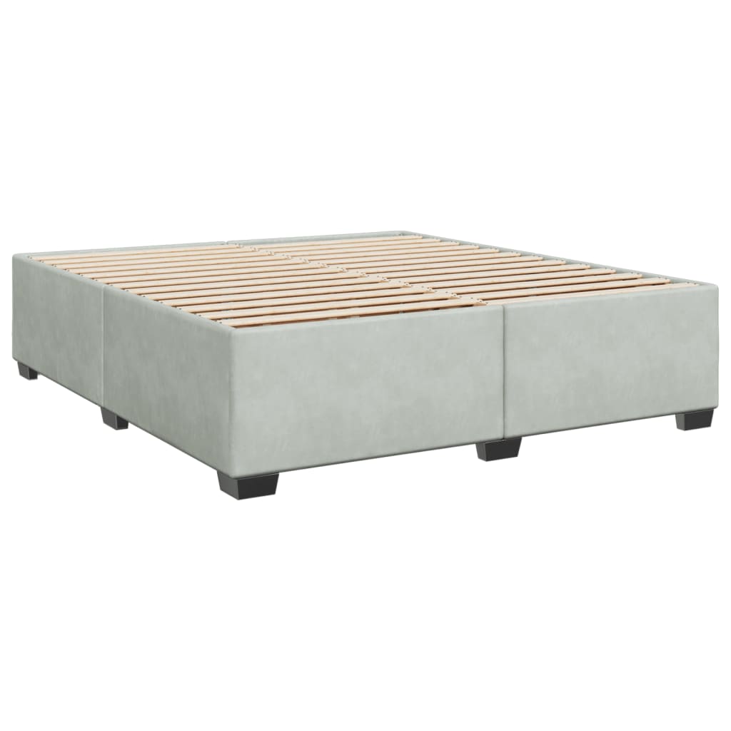 vidaXL Κρεβάτι Boxspring με Στρώμα Ανοιχτό Γκρι 200x200 εκ. Βελούδινο