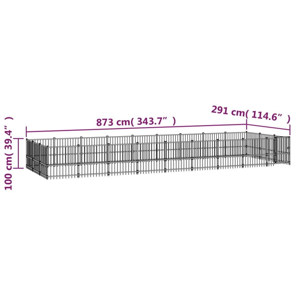 vidaXL Κλουβί Σκύλου Εξωτερικού Χώρου 25,4 μ² από Ατσάλι