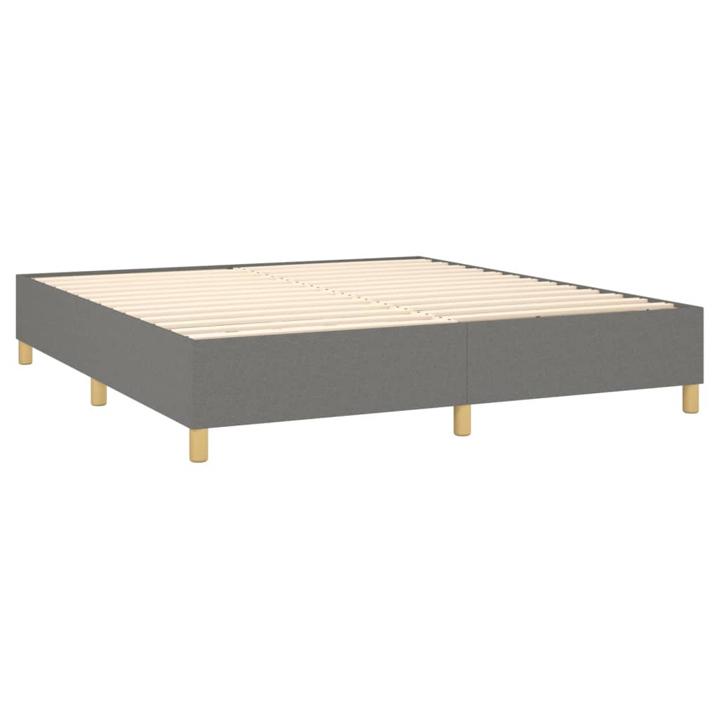 vidaXL Κρεβάτι Boxspring με Στρώμα & LED Σκ.Γκρι 180x200 εκ Υφασμάτινο