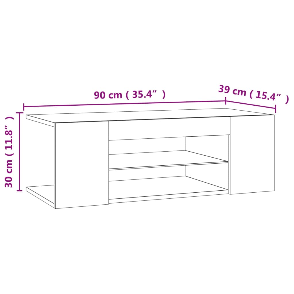 vidaXL Έπιπλο Τηλεόρασης με LED Καφέ Δρυς 90x39x30 εκ.