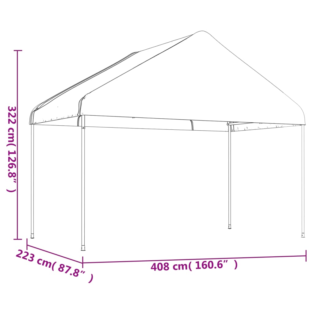 vidaXL Κιόσκι με Τέντα Λευκό 13,38 x 4,08 x 3,22 μ. από Πολυαιθυλένιο