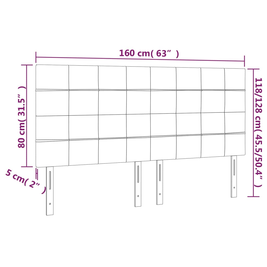 vidaXL Κεφαλάρια Κρεβατιού 4 τεμ. Μαύρα 80 x 5 x 78/88 εκ. Υφασμάτινο