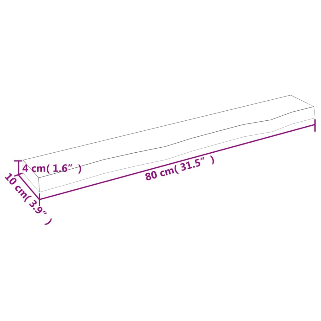 vidaXL Ράφι Τοίχου Σκούρο Καφέ 80x10x4 εκ. Επεξεργ. Μασίφ Ξύλο Δρυός