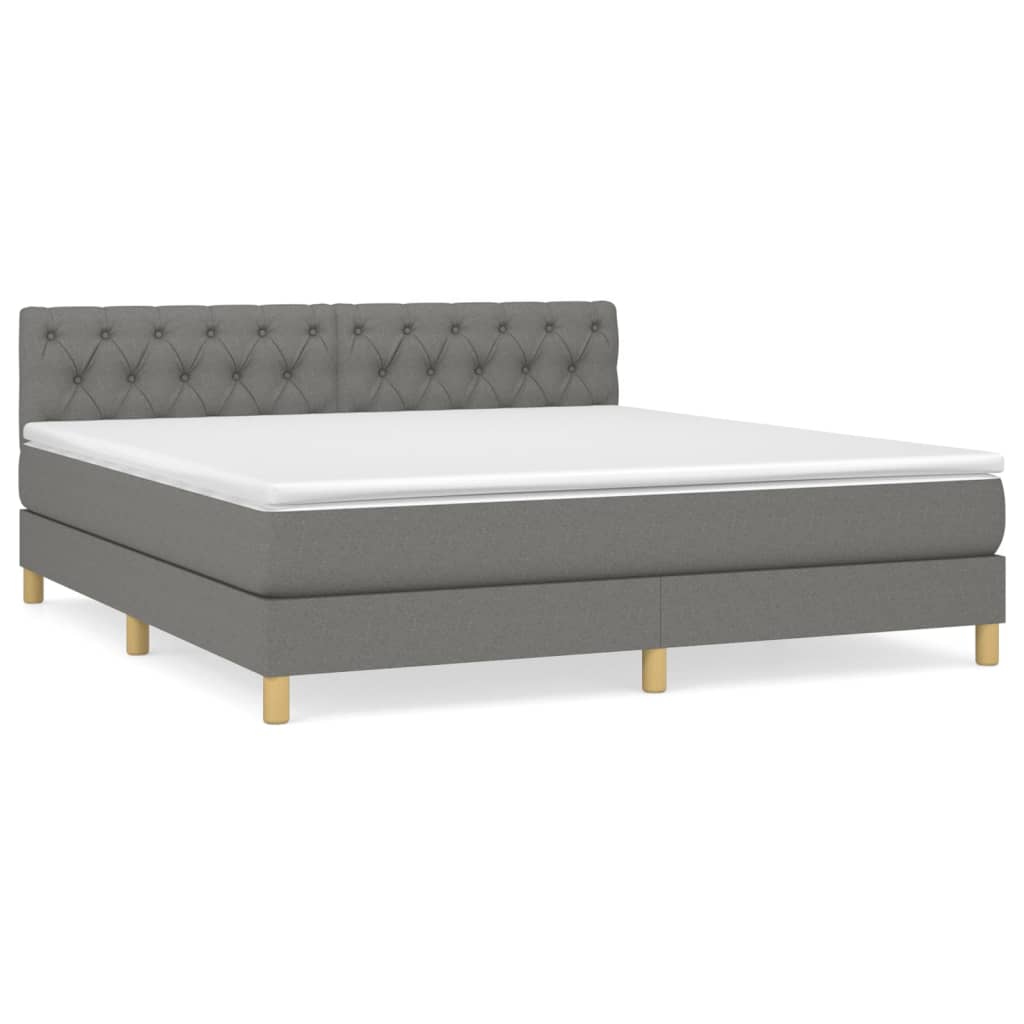 vidaXL Κρεβάτι Boxspring με Στρώμα Σκούρο Γκρι 160x200 εκ Υφασμάτινο