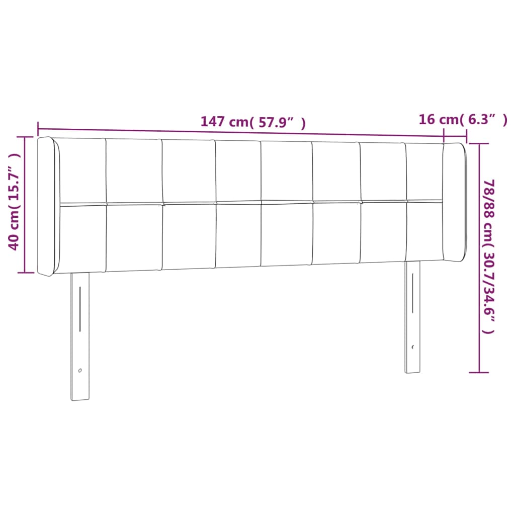 vidaXL Κεφαλάρι Κρεβατιού LED Σκούρο Γκρι 147x16x78/88 εκ. Βελούδινο