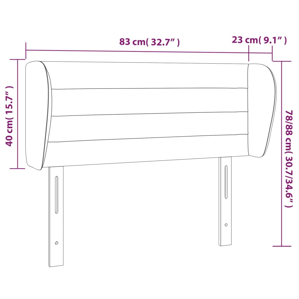 vidaXL Κεφαλάρι με Πτερύγια Σκούρο Γκρι 83x23x78/88 εκ. Υφασμάτινο