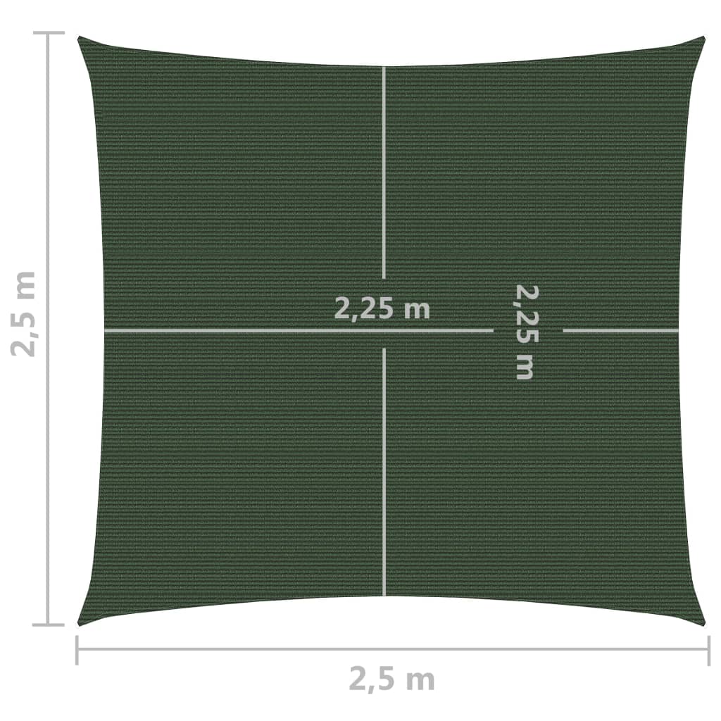vidaXL Πανί Σκίασης Σκούρο Πράσινο 2,5 x 2,5 μ. από HDPE 160 γρ./μ²