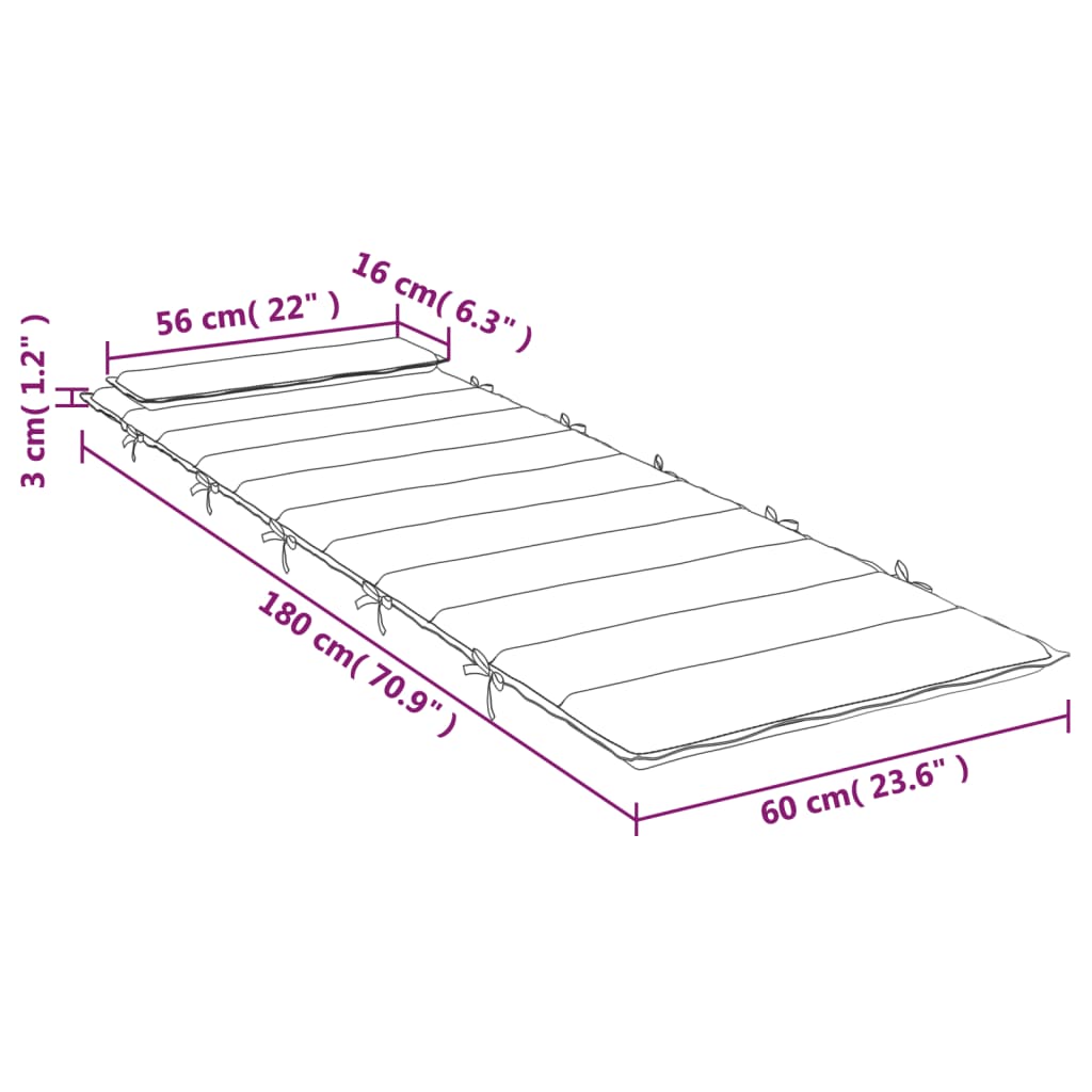 vidaXL Μαξιλάρι Ξαπλώστρας Κόκκινο 180 x 60 x 3 εκ. από Ύφασμα Oxford