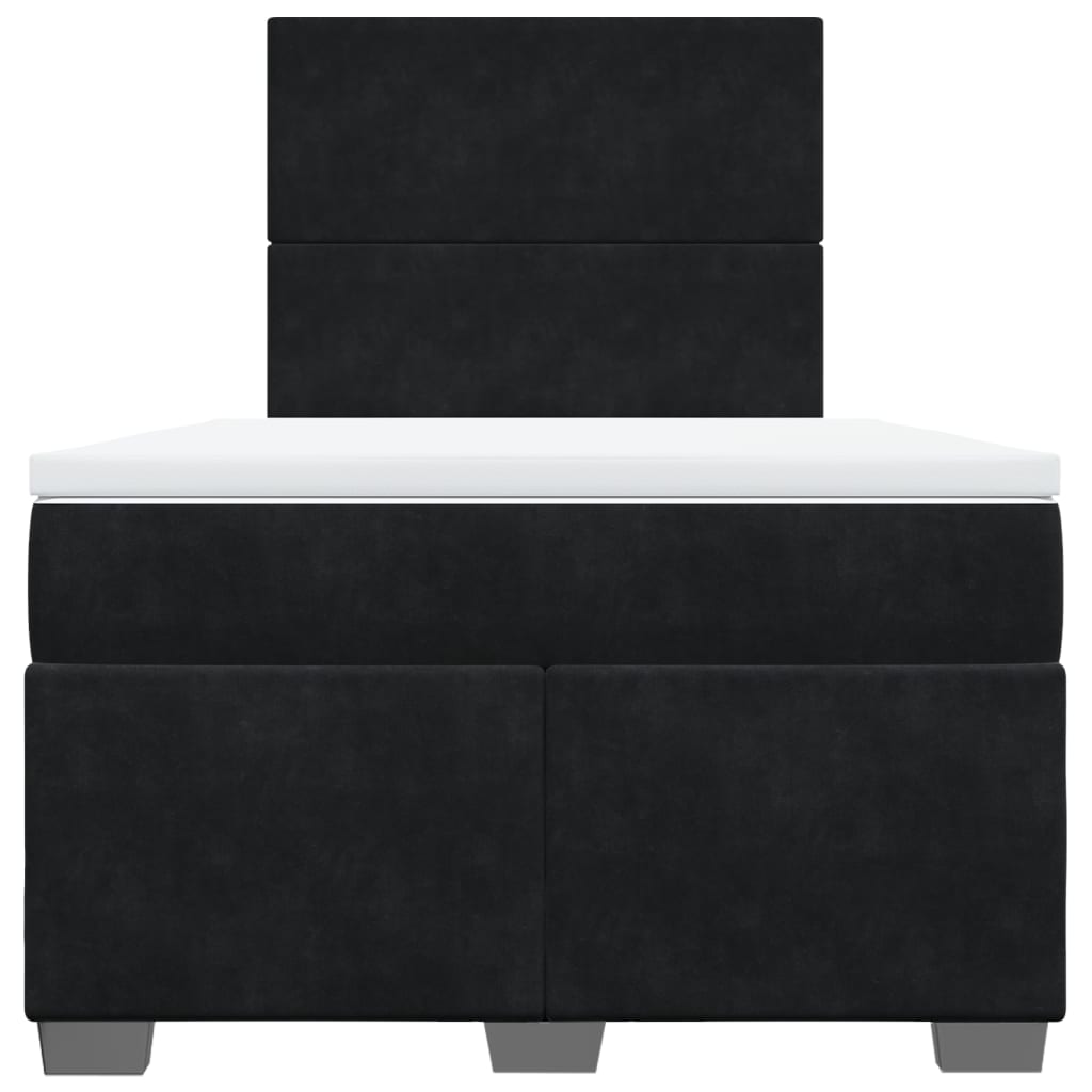 vidaXL Κρεβάτι Boxspring με Στρώμα Μαύρο 120x190 εκ. Βελούδινο