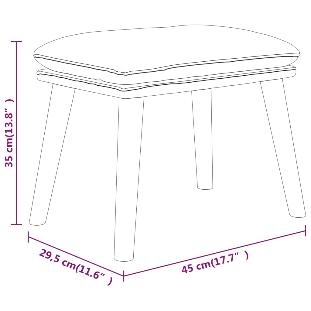 vidaXL Υποπόδιο Μαύρο 45 x 29,5 x 35 εκ. Υφασμάτινο