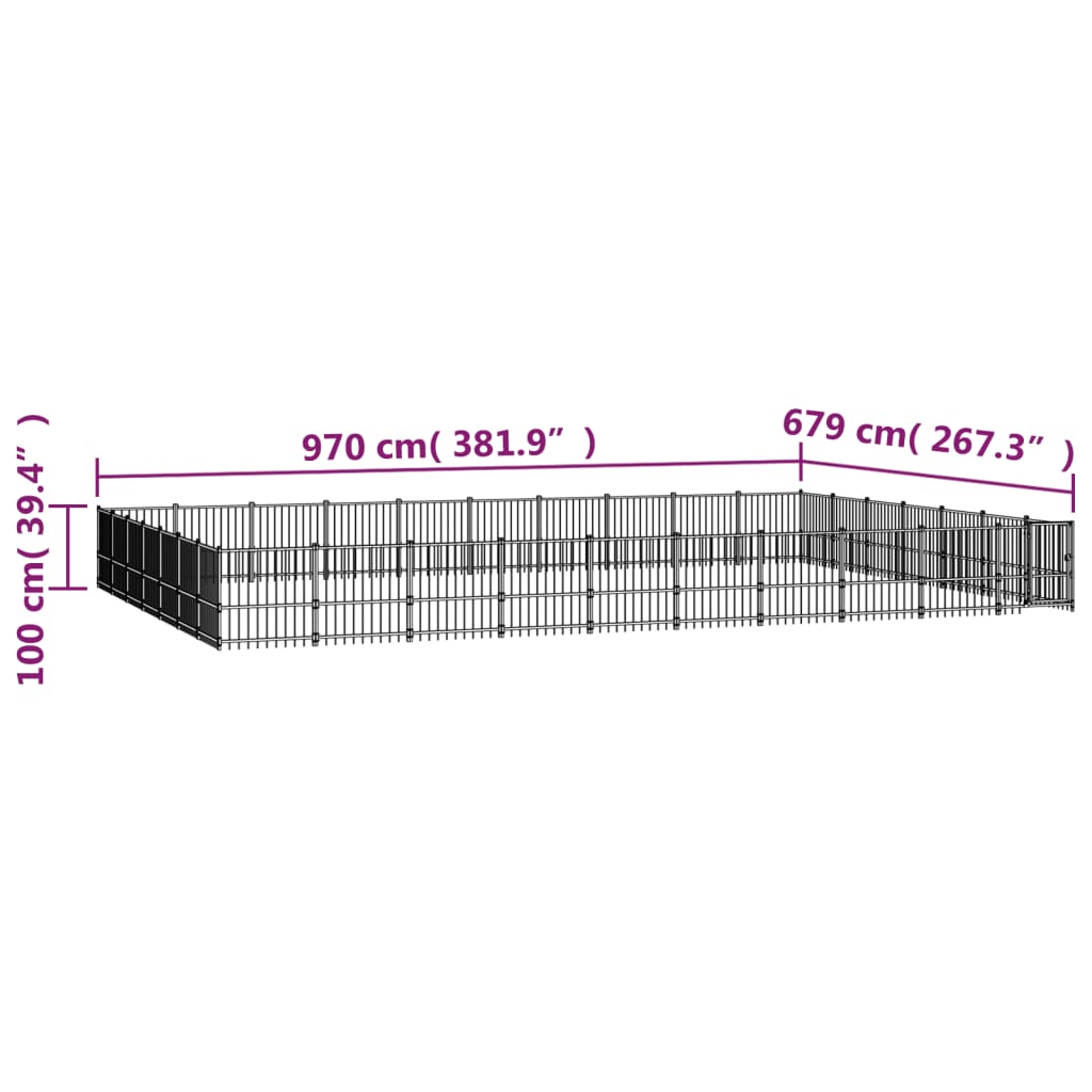 vidaXL Κλουβί Σκύλου Εξωτερικού Χώρου 65,86 μ² από Ατσάλι