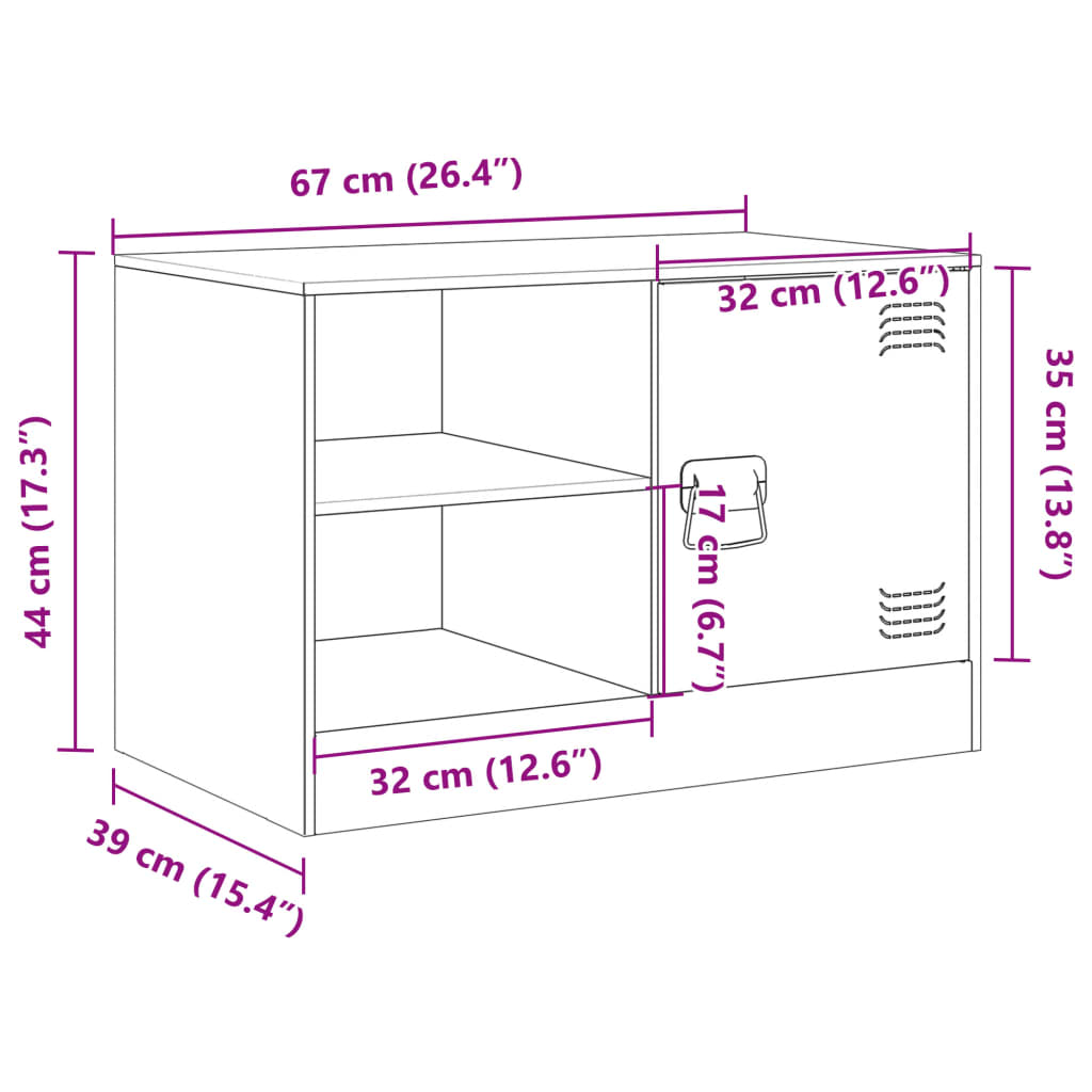 vidaXL Έπιπλα Τηλεόρασης 2 τεμ. Ανθρακί 67 x 39 x 44 εκ. από Χάλυβα