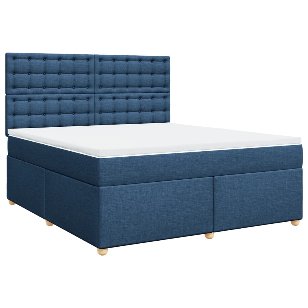 vidaXL Κρεβάτι Boxspring με Στρώμα Μπλε 180x200 εκ. Υφασμάτινο