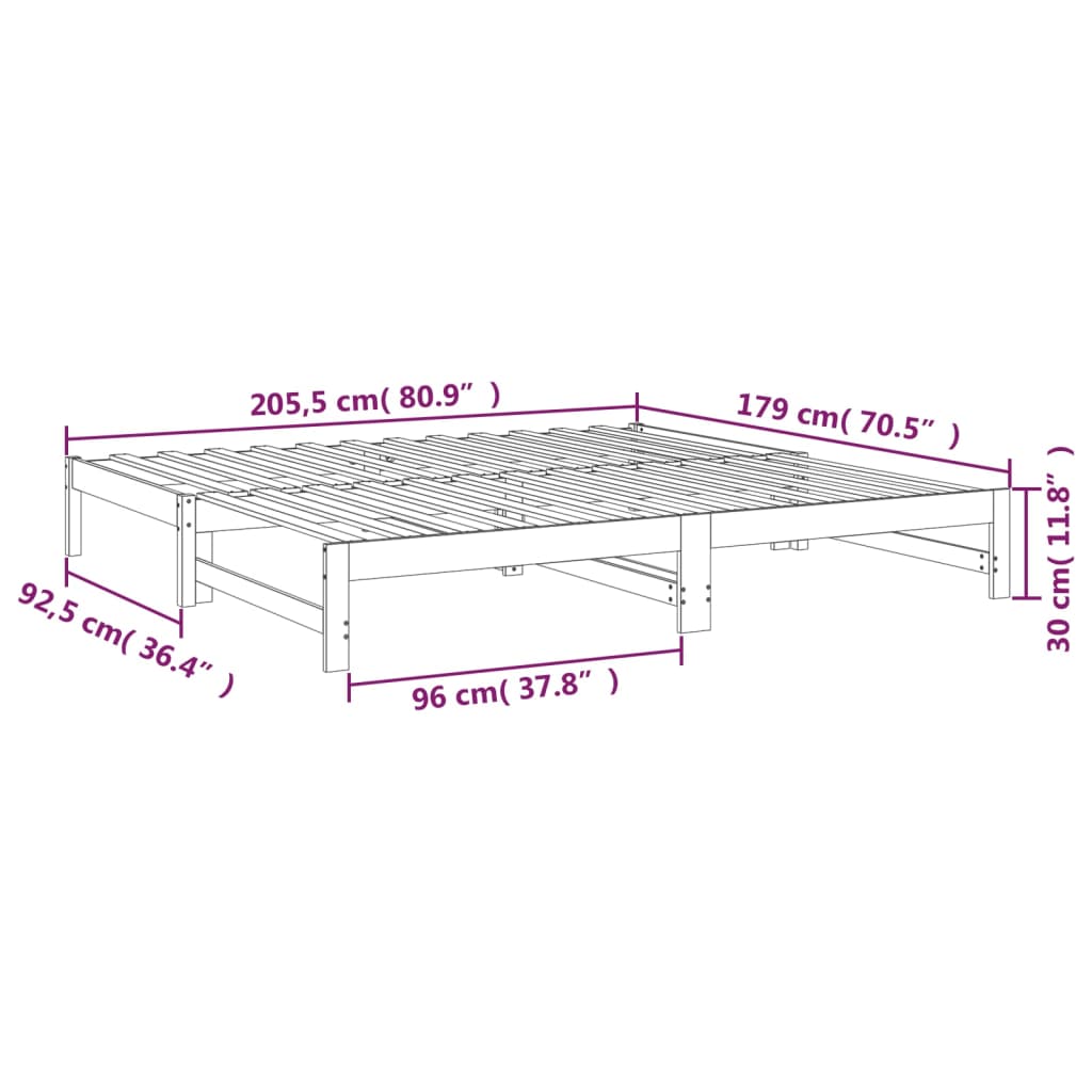 vidaXL Καναπές Κρεβάτι Συρόμενος Γκρι 2x(90x200) εκ. Μασίφ Ξύλο Πεύκου