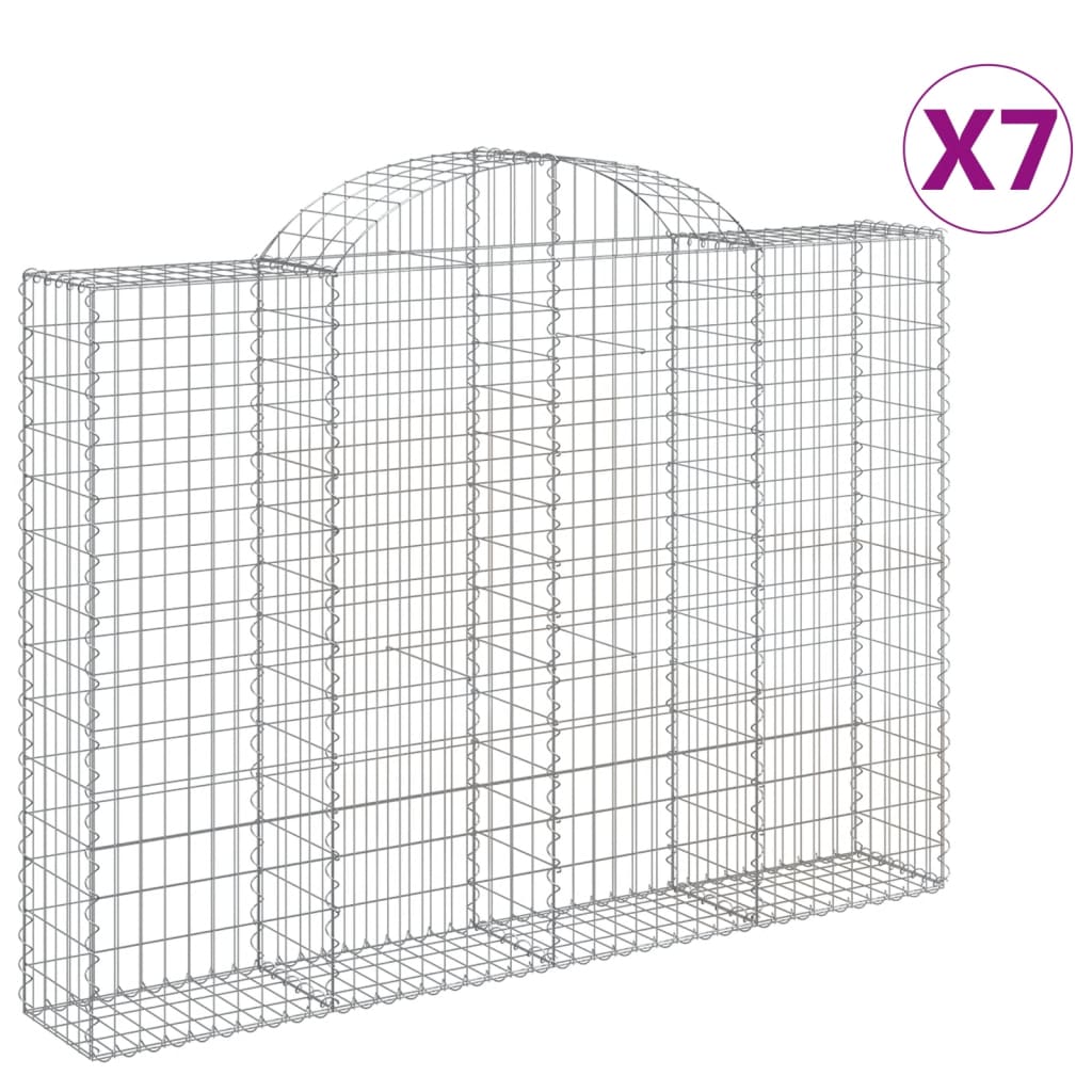 vidaXL Συρματοκιβώτια Τοξωτά 7 τεμ. 200x30x140/160 εκ. Γαλβαν. Ατσάλι