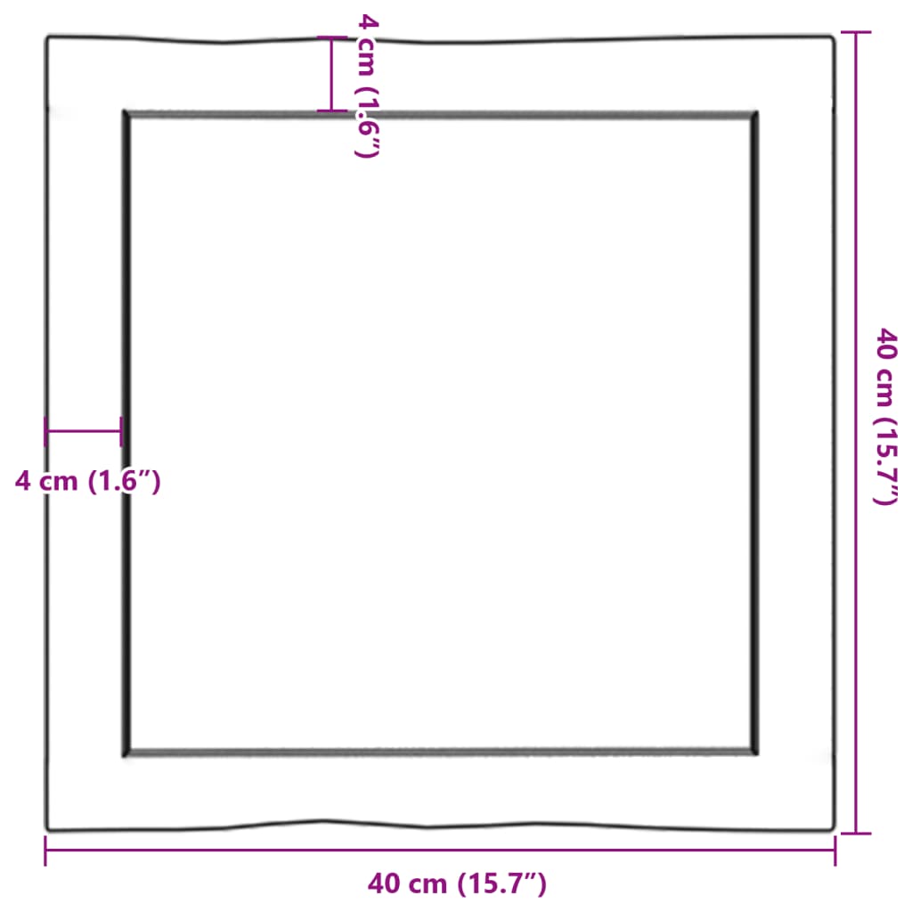 vidaXL Επιφ Τραπεζιού Αν Καφέ 40x40x(2-6)εκ. Ακατέργ. Μασίφ Ξύλο Δρυός